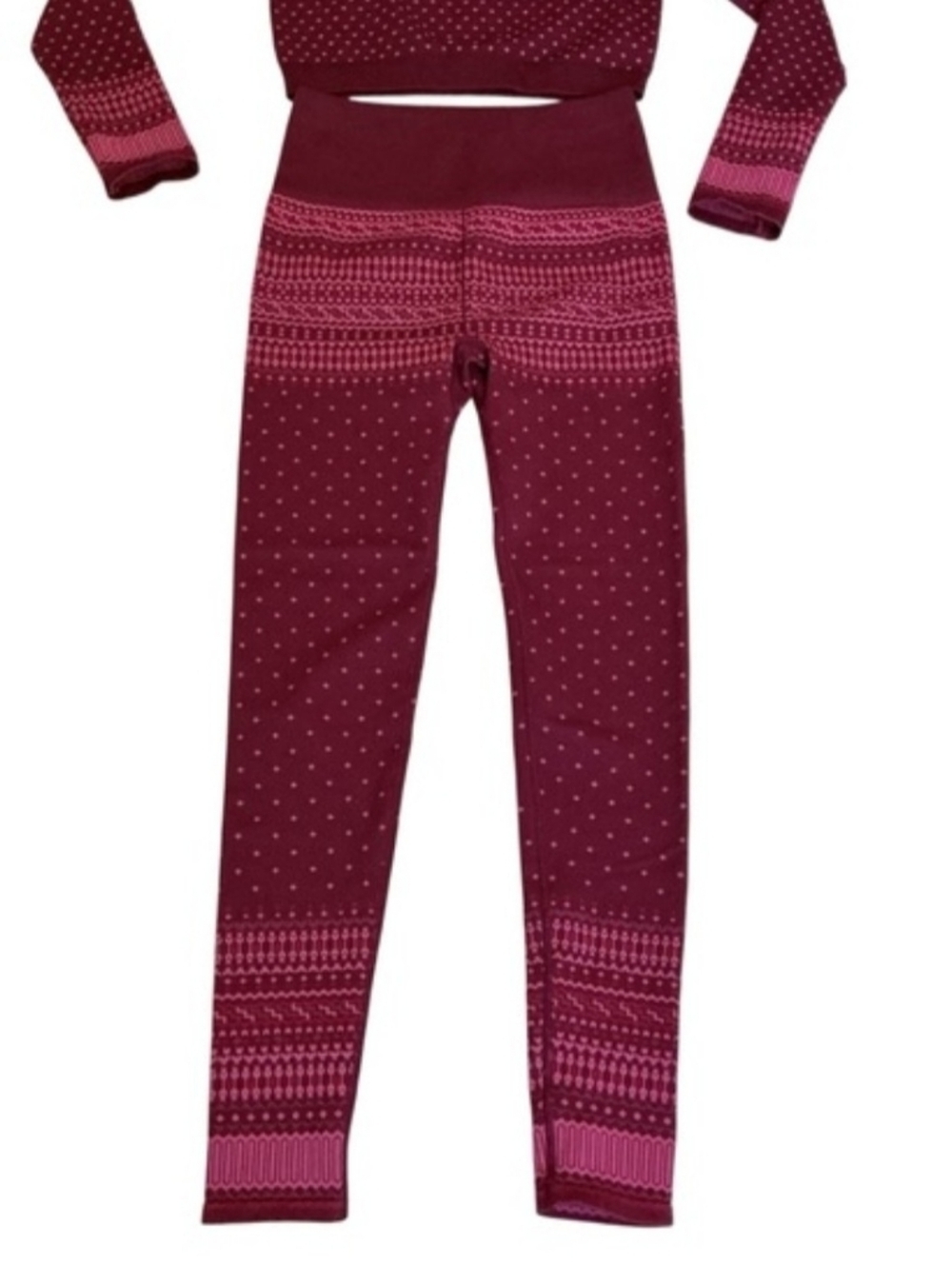Fabletics Berry Pink Patterned Seamless Set - Picture 3 of 8